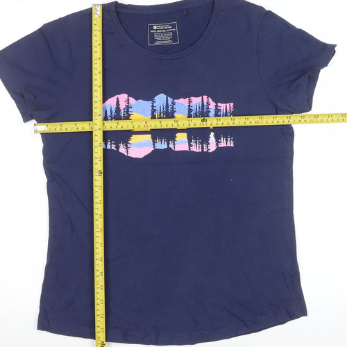 Mountain Warehouse Women Navy Graphic T-Shirt UK 12 Organic Cotton