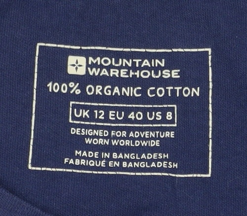 Mountain Warehouse Women Navy Graphic T-Shirt UK 12 Organic Cotton