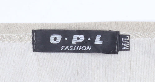 O.P.L Fashion Women’s Beige Flamingo Print Short Sleeve T-Shirt M
