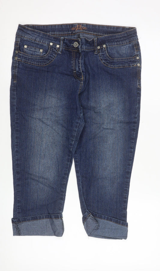 True2U Womens Blue Denim Bermuda Shorts Size 14 Stretch Casual