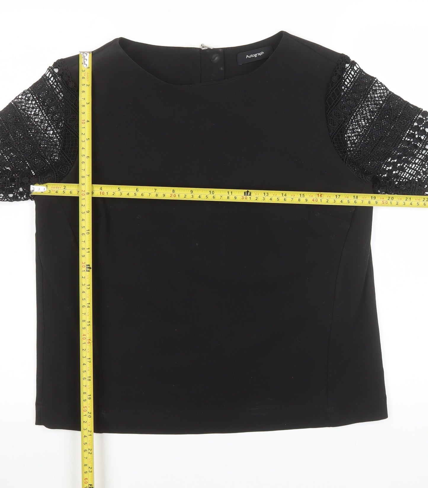 Marks and Spencer Autograph Women's Black Lace Sleeve Blouse UK 10