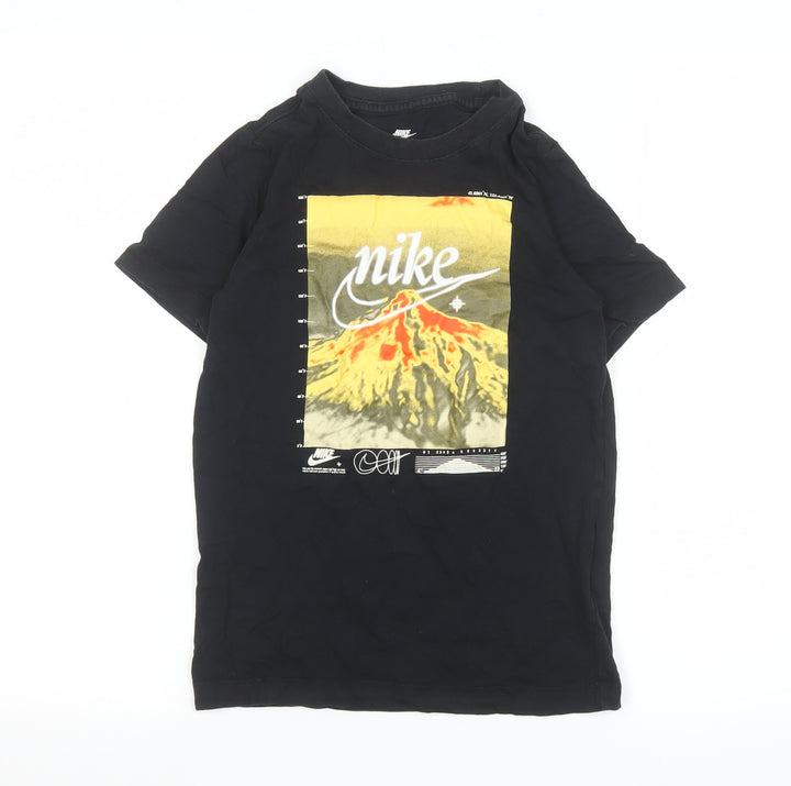 Nike Teens Black Graphic Short Sleeve Cotton T-Shirt