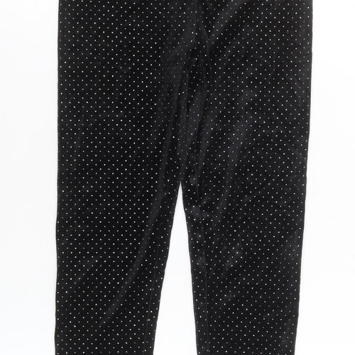 Leigh Tucker Willow Girls Black Velvet Polka Dot Leggings 7-8 Years