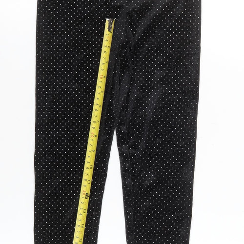 Leigh Tucker Willow Girls Black Velvet Polka Dot Leggings 7-8 Years