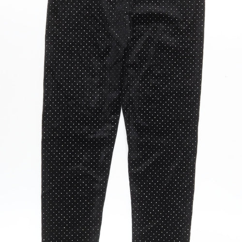 Leigh Tucker Willow Girls Black Velvet Polka Dot Leggings 7-8 Years