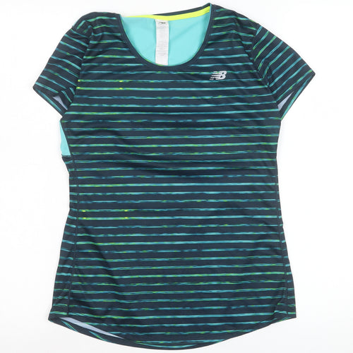 New Balance Women's Blue Striped XS Athletic Running Top