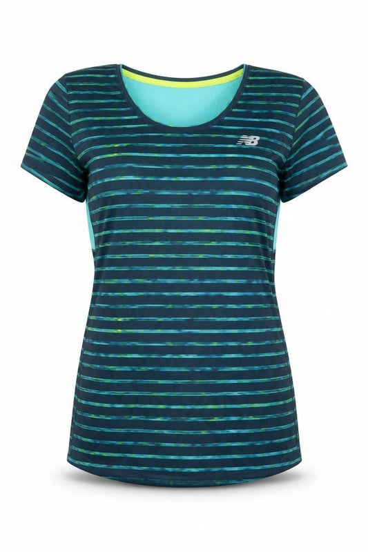 New Balance Women's Blue Striped XS Athletic Running Top