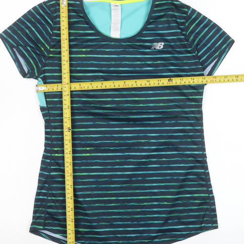New Balance Women's Blue Striped XS Athletic Running Top
