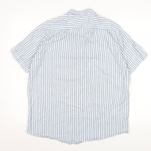 Paul Costelloe Living Men's Blue Striped Short Sleeve Button-Up Shirt L