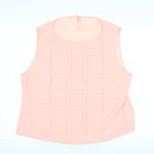 Berkertex Women Pink Chiffon Pleated Sleeveless Blouse Size 20