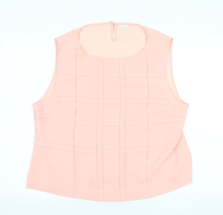 Berkertex Women Pink Chiffon Pleated Sleeveless Blouse Size 20