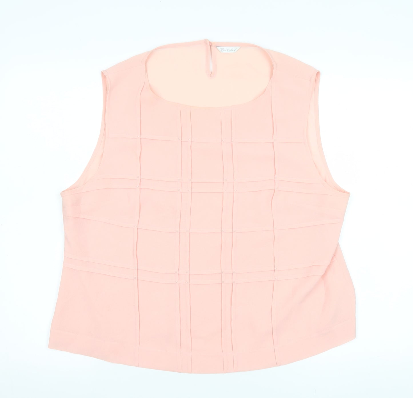 Berkertex Women Pink Chiffon Pleated Sleeveless Blouse Size 20