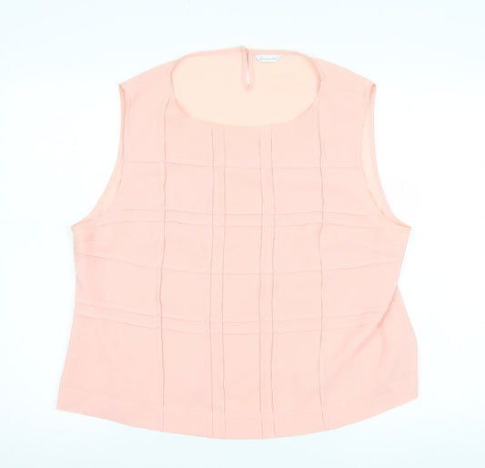 Berkertex Women Pink Chiffon Pleated Sleeveless Blouse Size 20
