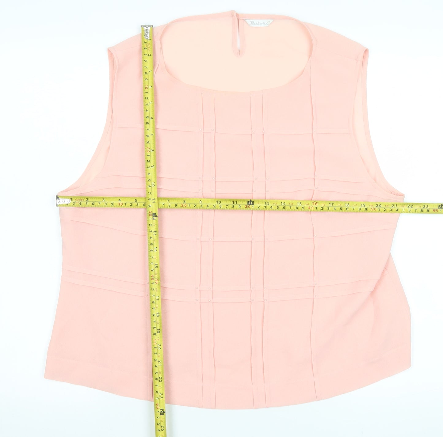 Berkertex Women Pink Chiffon Pleated Sleeveless Blouse Size 20