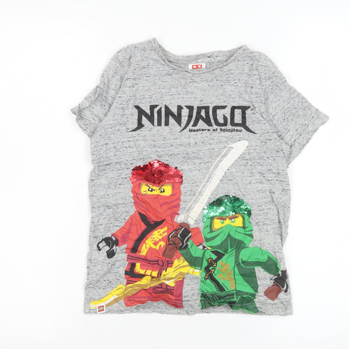 Tu Boys Grey Ninjago Sequin Graphic Short Sleeve T-Shirt 9 Years
