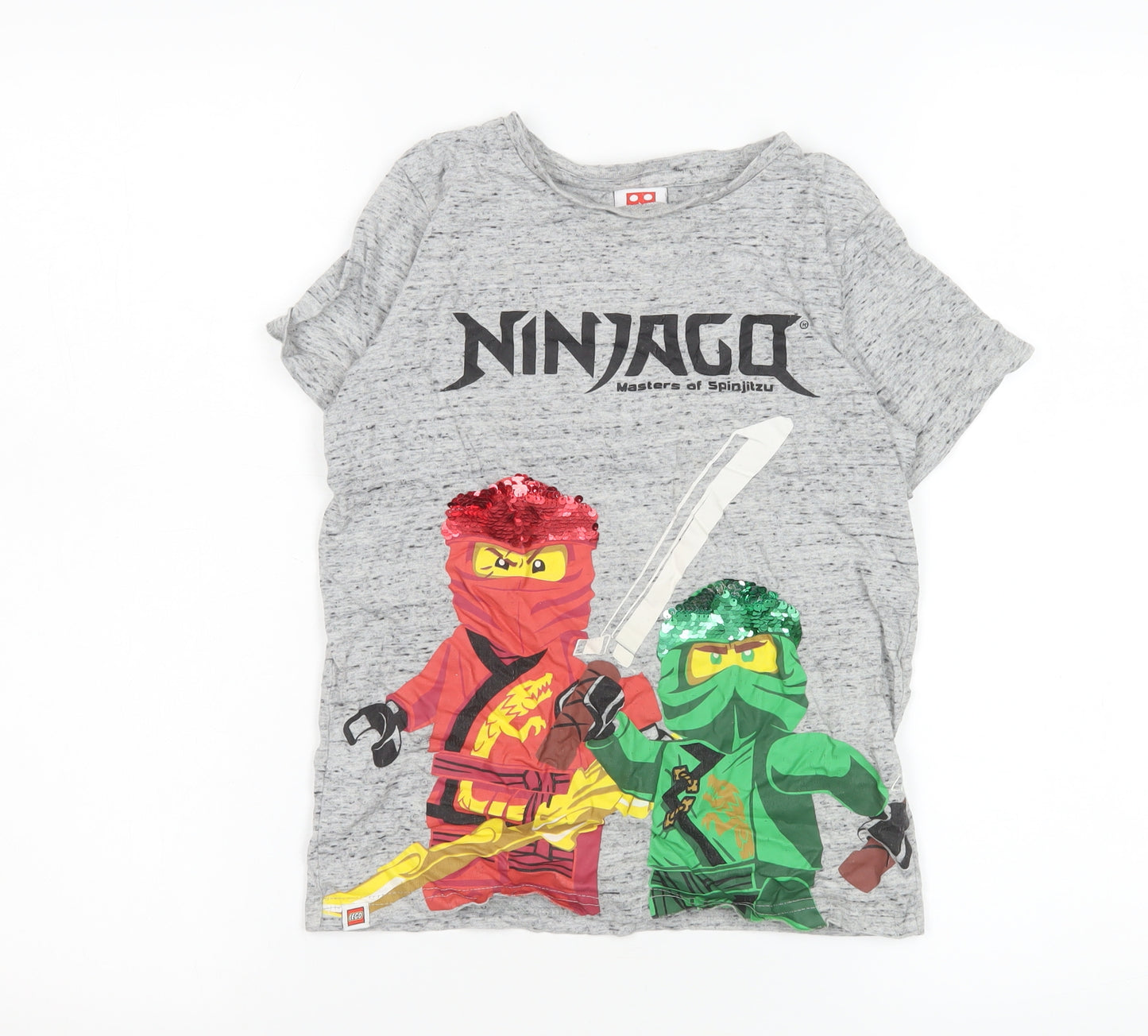 Tu Boys Grey Ninjago Sequin Graphic Short Sleeve T-Shirt 9 Years