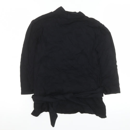 Next Womens Black Wrap Viscose Blouse Size 12 Long Sleeve