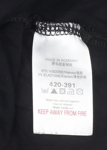 Next Womens Black Wrap Viscose Blouse Size 12 Long Sleeve