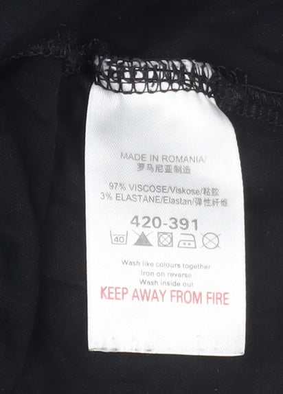 Next Womens Black Wrap Viscose Blouse Size 12 Long Sleeve