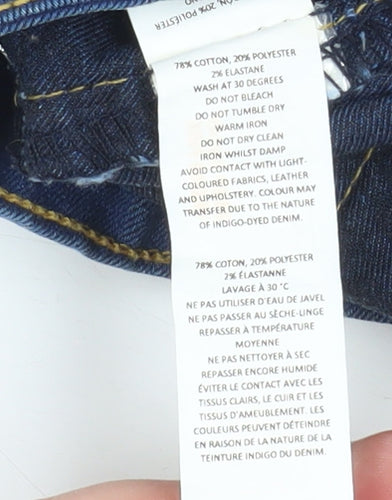 Boohoo Womens Blue Skinny Distressed High Rise Jeans Size 10
