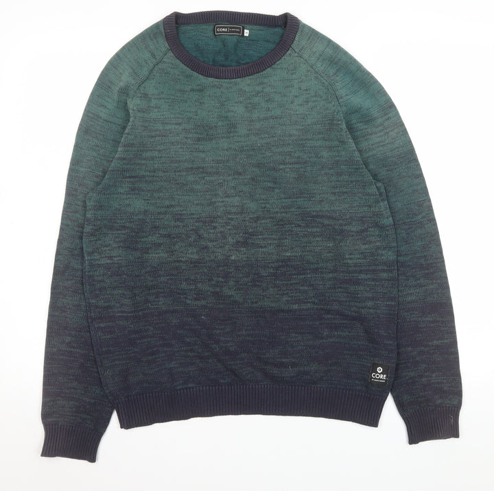 Jack & Jones Men's Green Cotton Crew Neck Jumper Size S