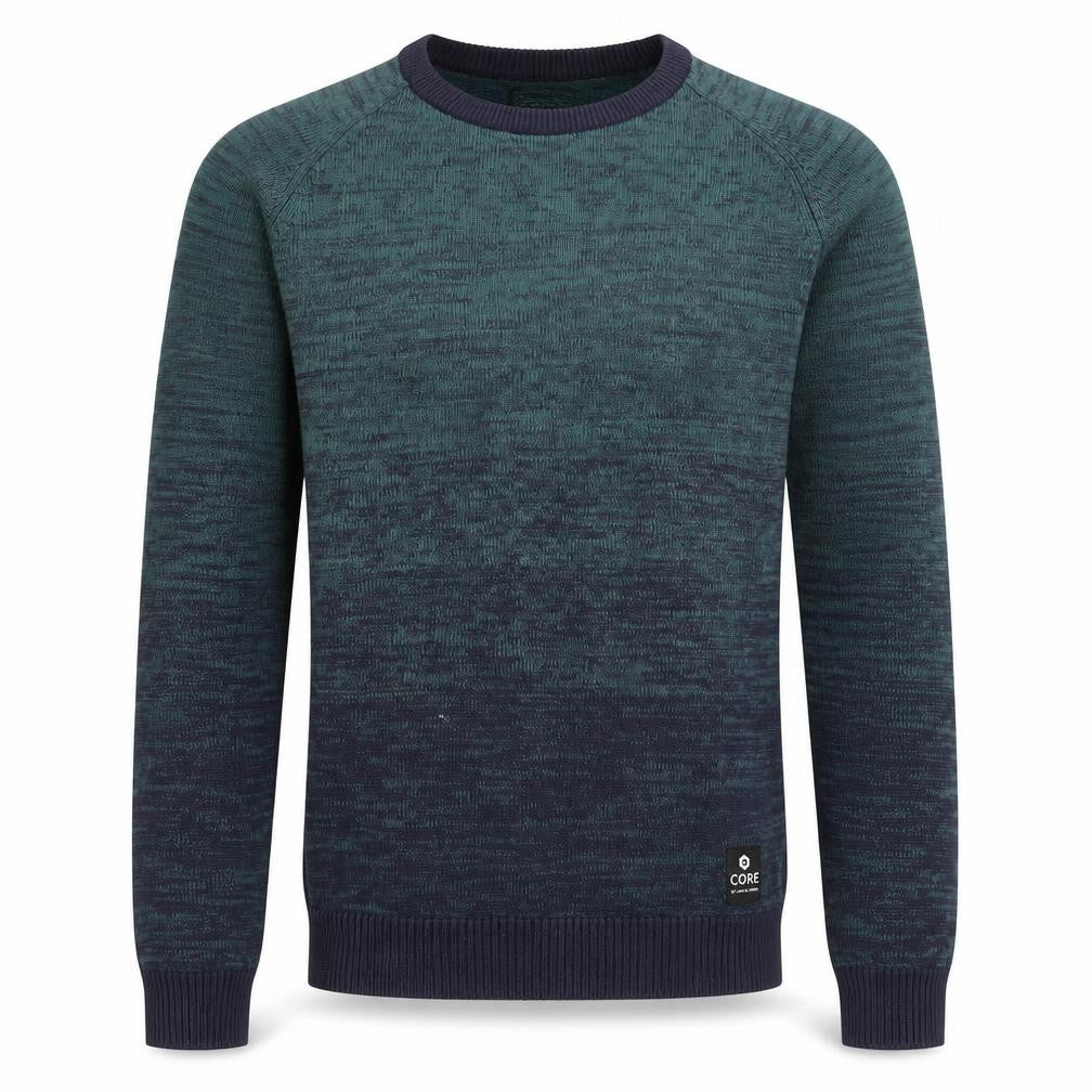 Front view of Jack & Jones Men's Green Cotton Crew Neck Jumper, size S