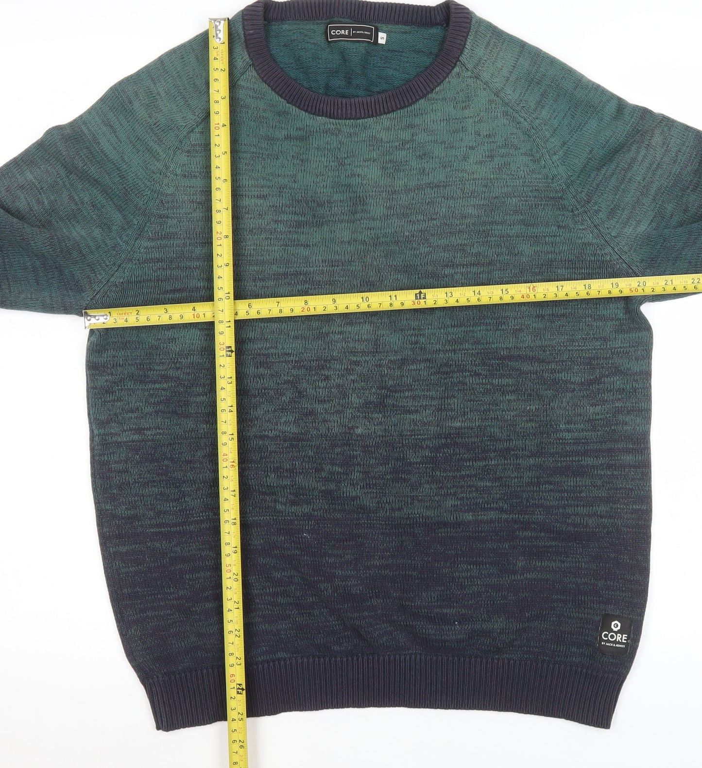 Jack & Jones Men's Green Cotton Crew Neck Jumper Size S