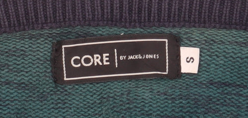 Jack & Jones Men's Green Cotton Crew Neck Jumper Size S