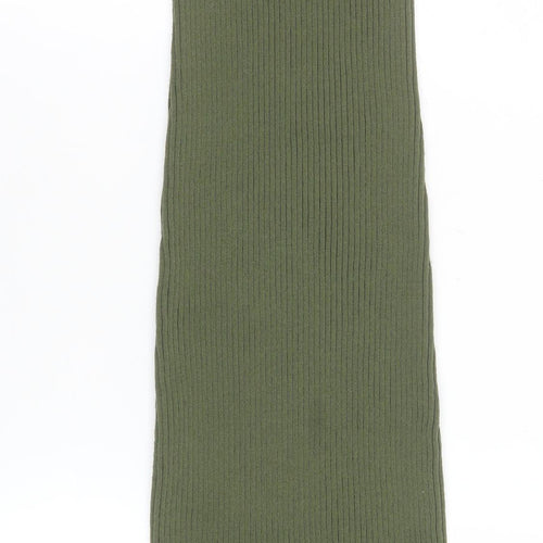 Zara Women Green Sleeveless High Neck Ribbed Bodycon Long Dress S