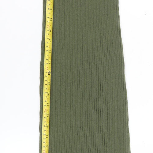 Zara Women Green Sleeveless High Neck Ribbed Bodycon Long Dress S