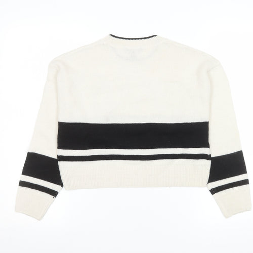 New Look Girls Cream Black NYC Pullover Jumper Age 10-11