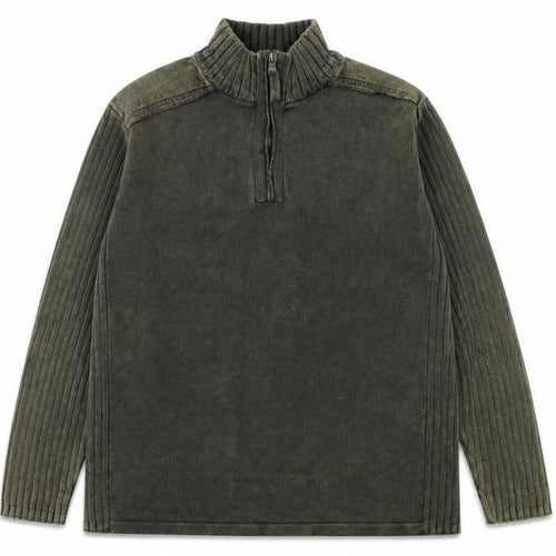 Matalan Easy Men's Green Cotton 1/4 Zip Ribbed Sweatshirt XL