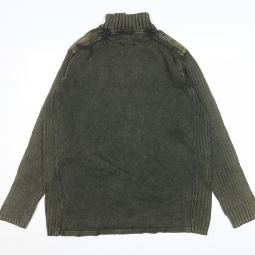 Matalan Easy Men's Green Cotton 1/4 Zip Ribbed Sweatshirt XL