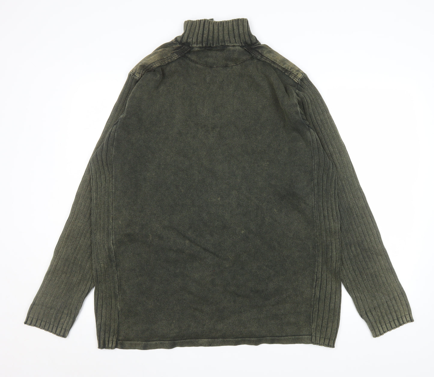 Matalan Easy Men's Green Cotton 1/4 Zip Ribbed Sweatshirt XL