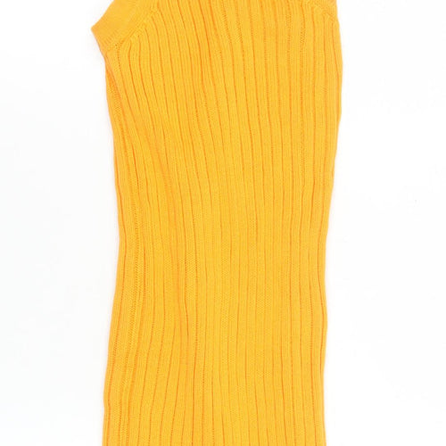 ASOS DESIGN Women’s Yellow Ribbed Knit Bodycon Midi Dress Size 6
