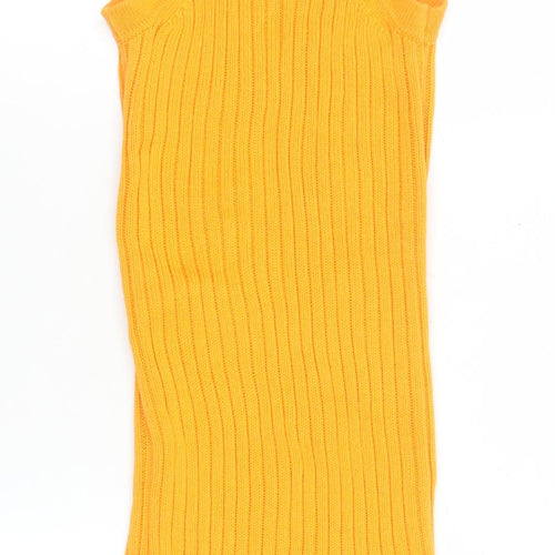 ASOS DESIGN Women’s Yellow Ribbed Knit Bodycon Midi Dress Size 6