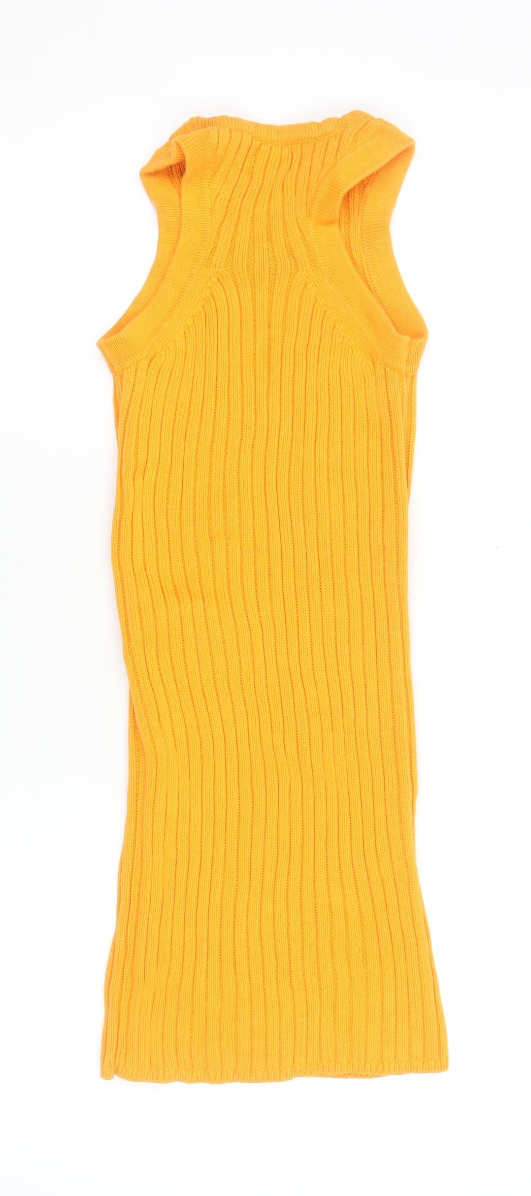 ASOS DESIGN Women’s Yellow Ribbed Knit Bodycon Midi Dress Size 6