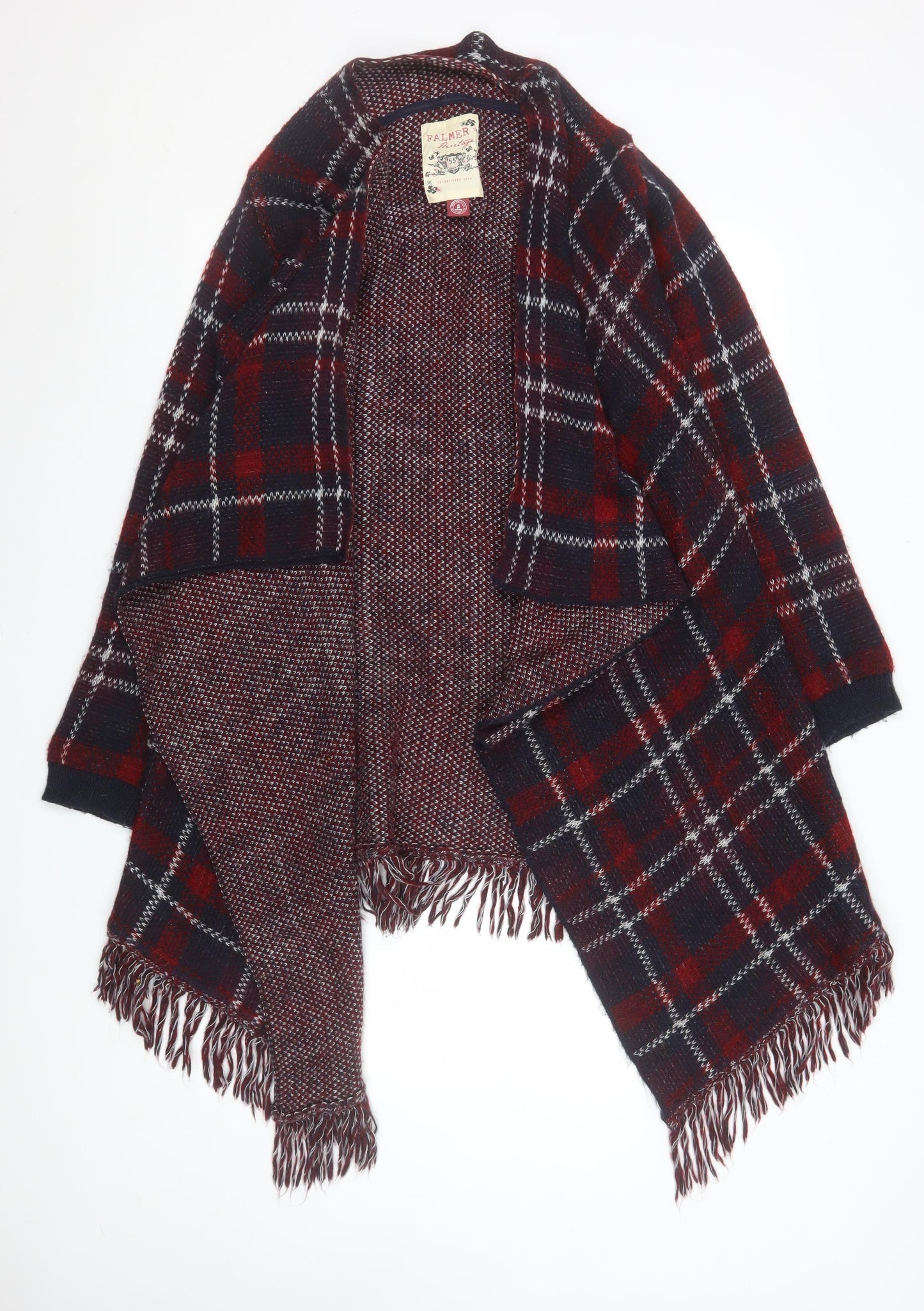 Falmer Heritage Womens Red Check Wrap Knit Cardigan Small