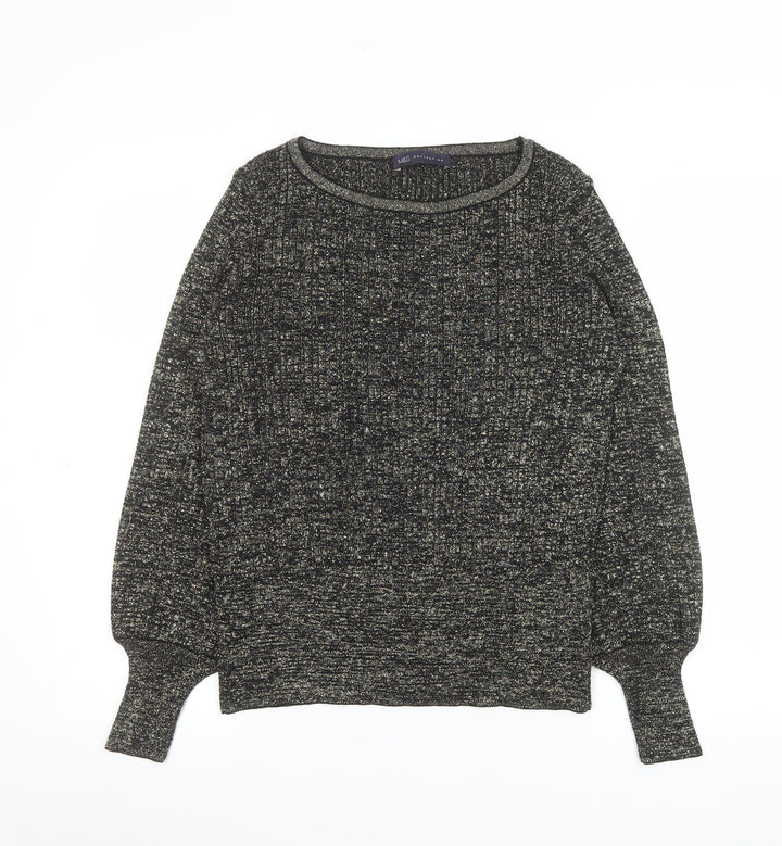 Marks and Spencer Womens Black Metallic Knit Medium Pullover Jumper