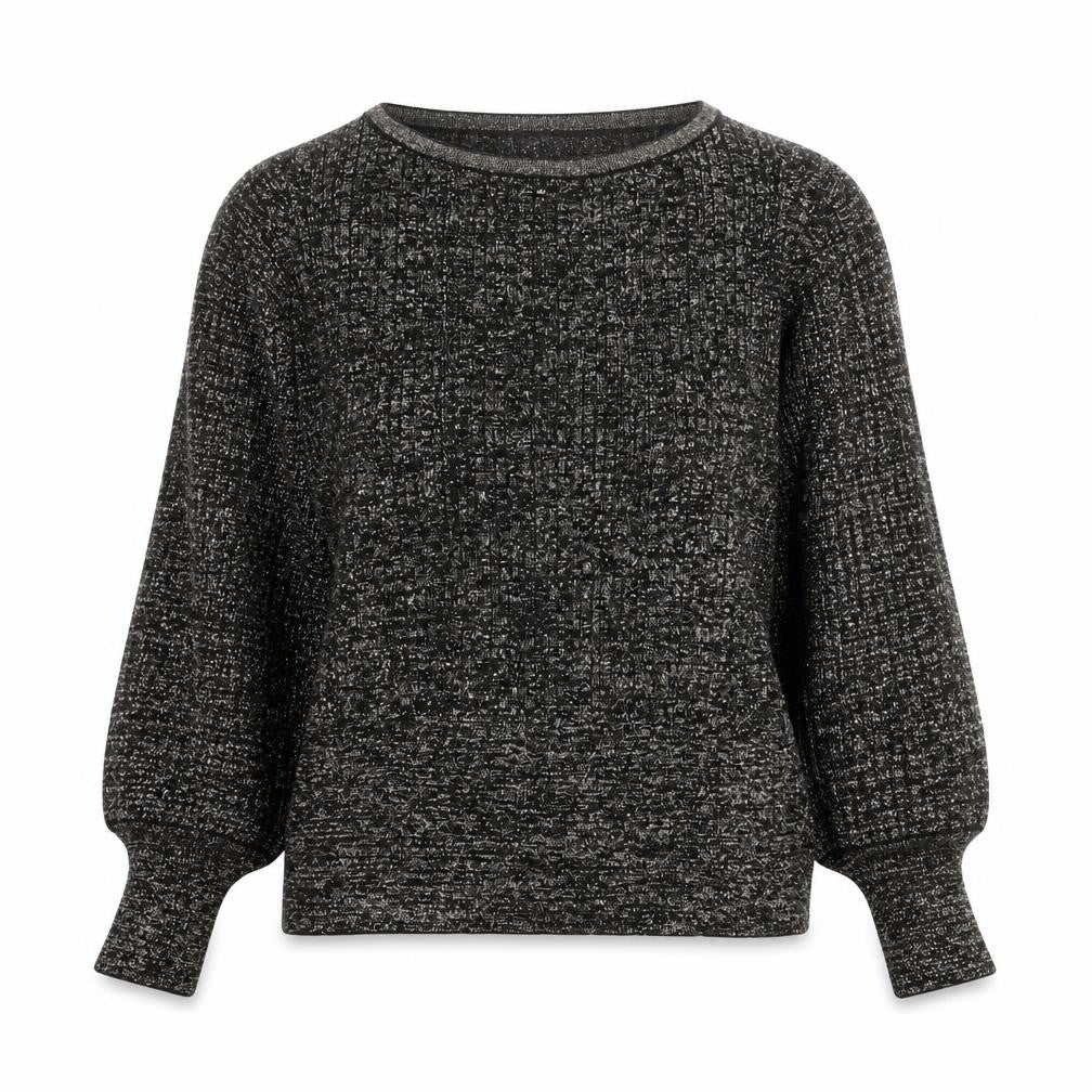 Front view of Marks & Spencer women’s black metallic knit medium jumper