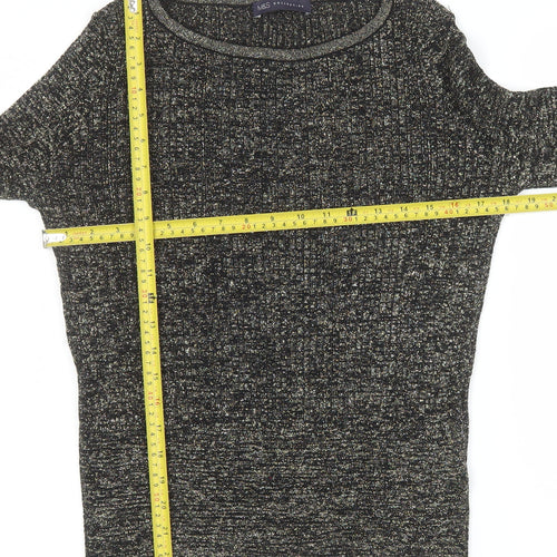Marks and Spencer Womens Black Metallic Knit Medium Pullover Jumper