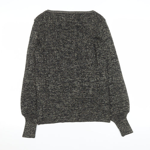 Marks and Spencer Womens Black Metallic Knit Medium Pullover Jumper
