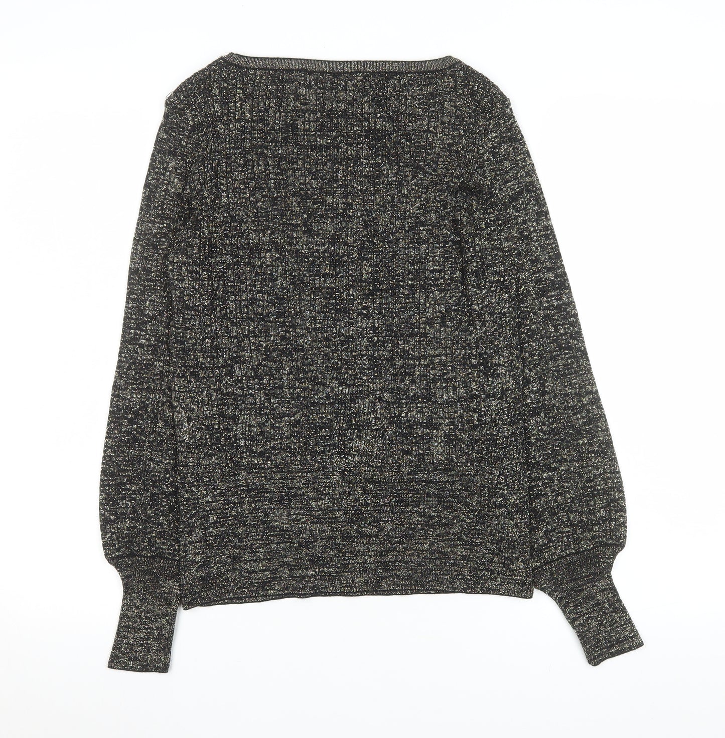 Marks and Spencer Womens Black Metallic Knit Medium Pullover Jumper