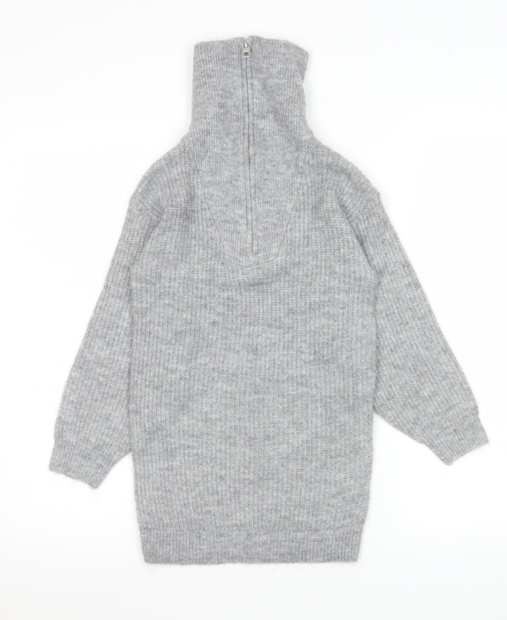 I Love Girlswear Grey Knit High Neck Pullover Sweatshirt Age 8 Years