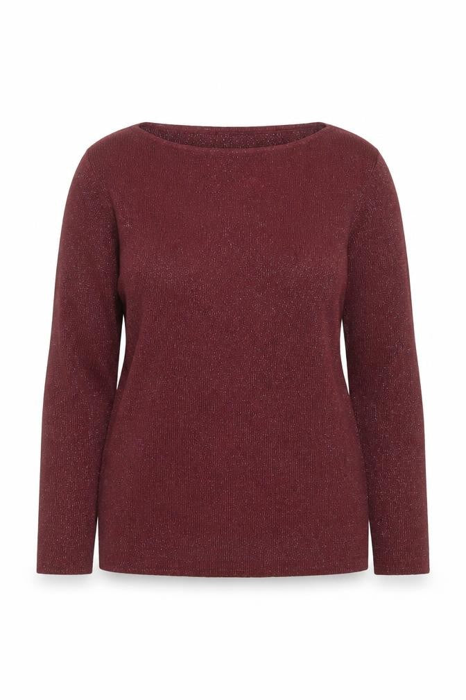Berkertex Womens Red Knit 3/4 Sleeve Boat Neck Top Size 10-12