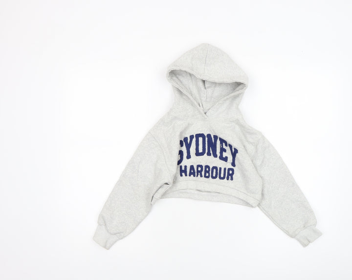 Zara Girls Grey Sydney Harbour Hoodie 8-9 Years Pullover Fleece Sweatshirt