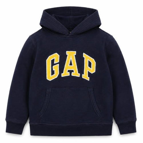 GAP Boys Navy Blue Logo Pullover Hoodie Size 6-7 Years Fleece Cotton Blend