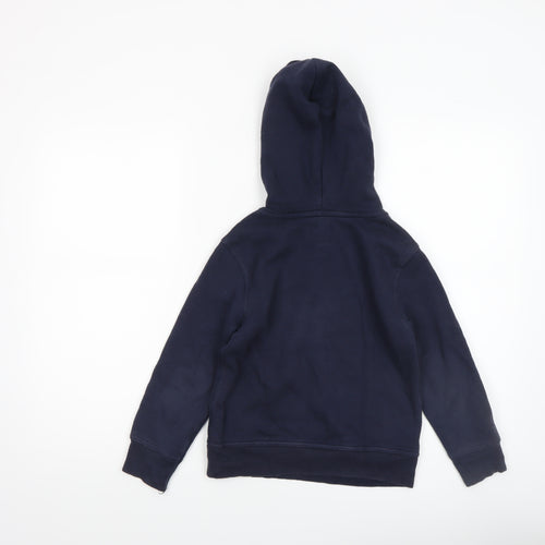 GAP Boys Navy Blue Logo Pullover Hoodie Size 6-7 Years Fleece Cotton Blend