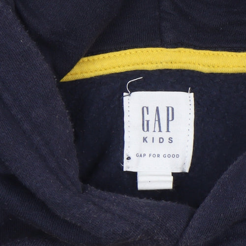 GAP Boys Navy Blue Logo Pullover Hoodie Size 6-7 Years Fleece Cotton Blend