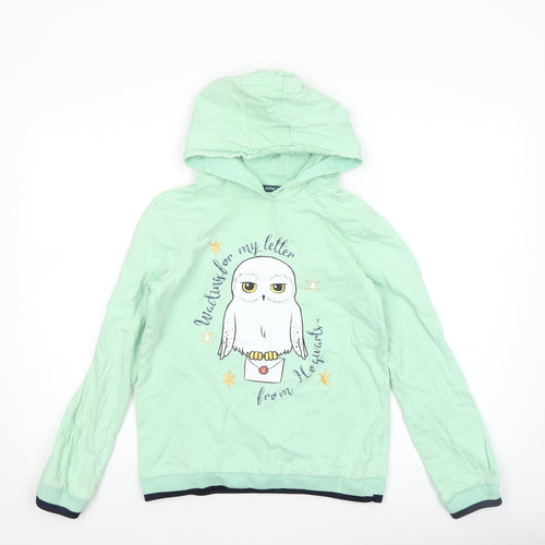 Harry Potter Girls Green Hedwig Pullover Hoodie 12-13 Years Cotton